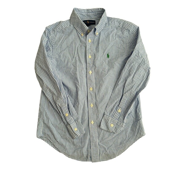 Ralph Lauren Boys Blue Gingham Check Long Sleeve Button Down Size Medium 10/12 - Picture 3 of 6